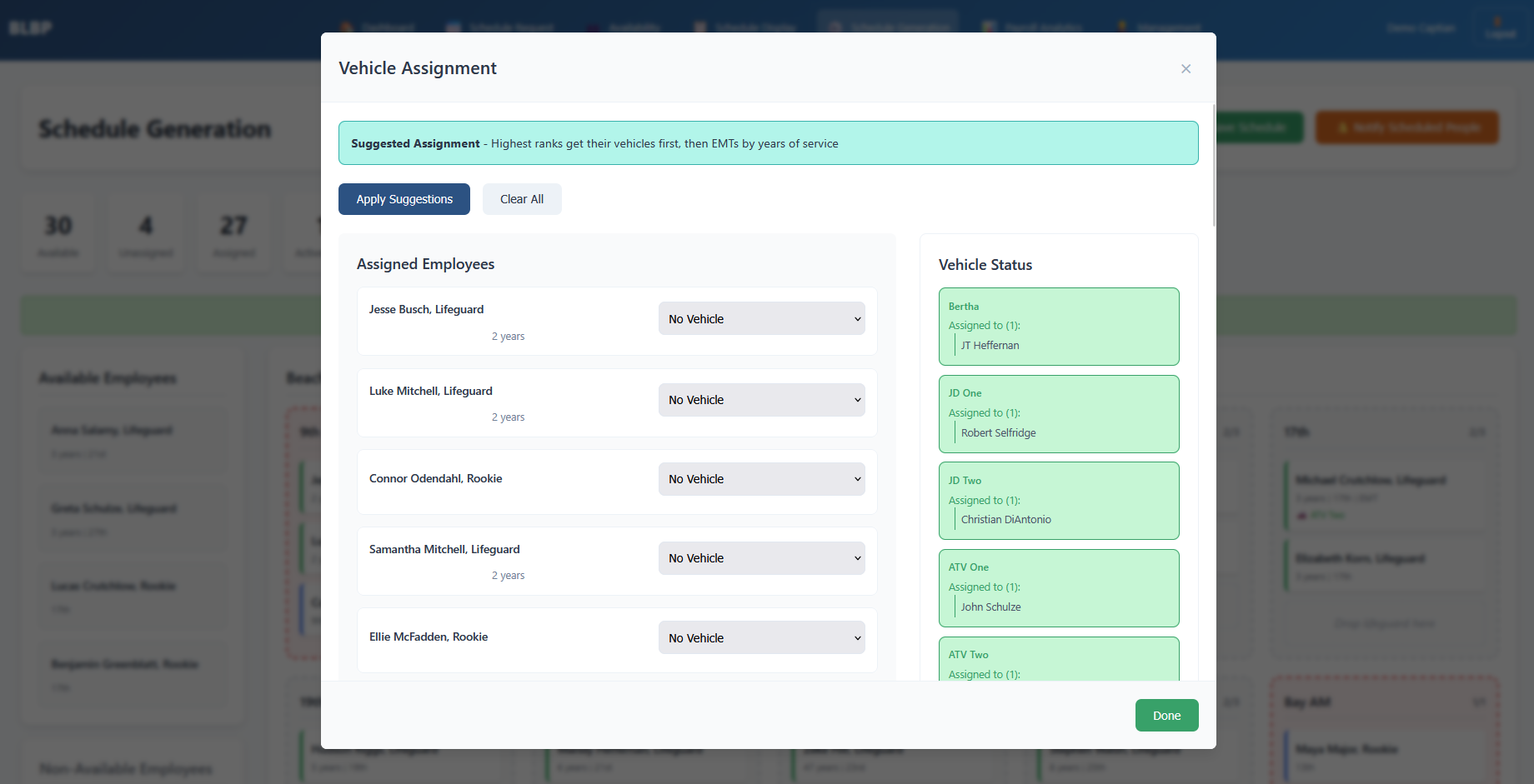 Intelligent vehicle suggestions